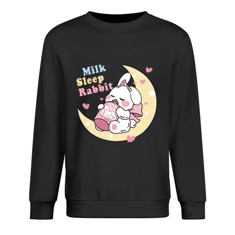 Schlafendes Kaninchen auf dem Mond mit Milchflasche Herren Pullover Sweatshirt