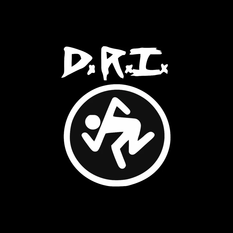 DRI Records Running Man Logo in Black and White Circle Tapestry