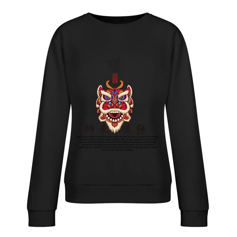 Traditionelles Löwenmasken-Design Damen Pullover Sweatshirt