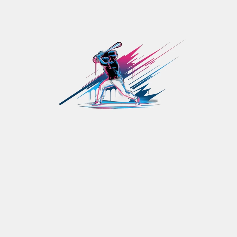 Dynamic Baseball Batter Illustration with Colorful Motion Graphics Male Tank Top
