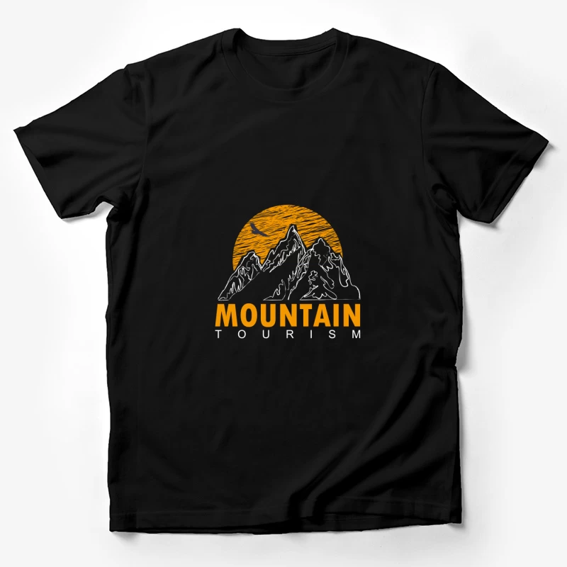 Berg Tourismus Logo mit Sonnenuntergang Herren T-Shirt
