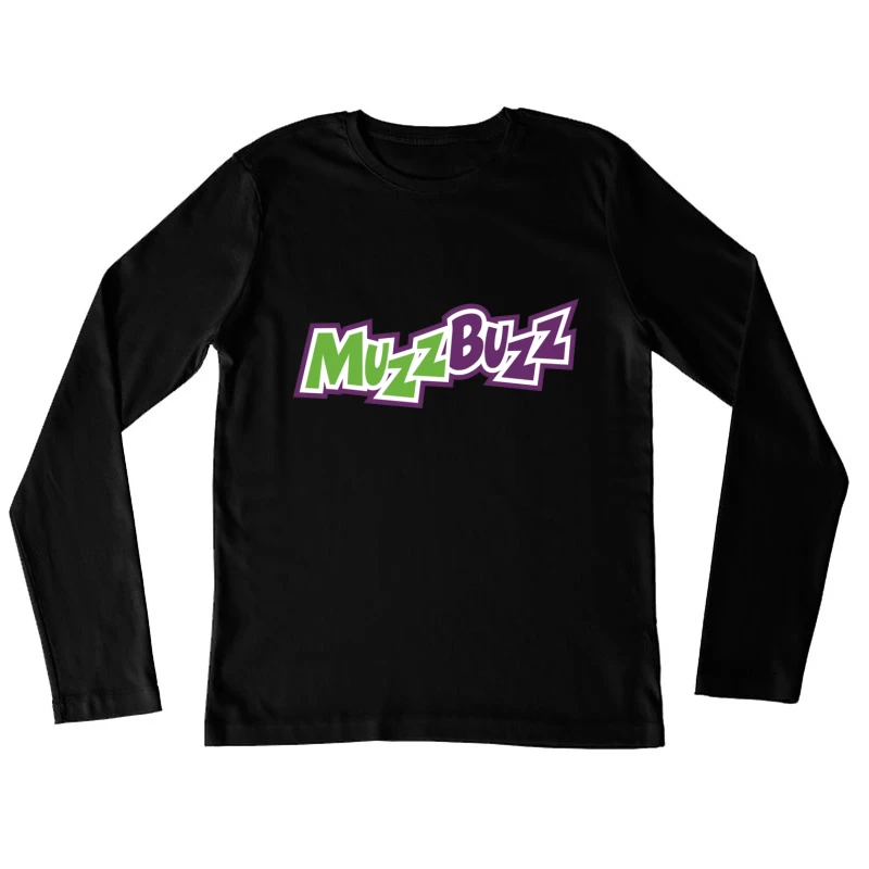 Muzz Buzz Beverage Brand Logo in Green and Purple Female Long Sleeve T-Shirt