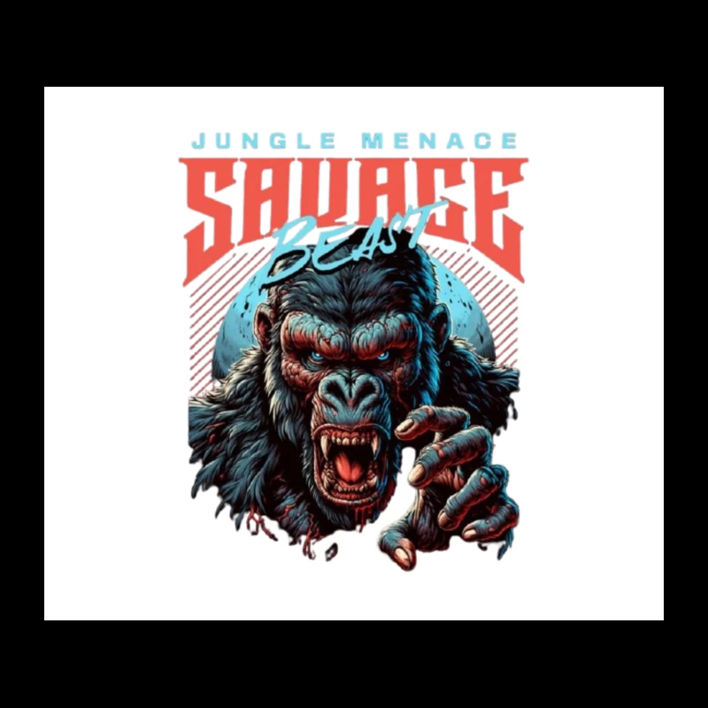 Savage Jungle Gorilla Monster Retro Art Design Tapestry