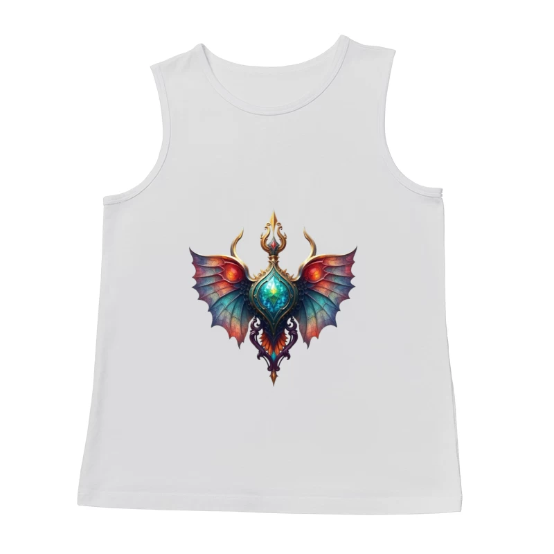 Mystical Dragon Wing Pendant with Turquoise Crystal Male Tank Top