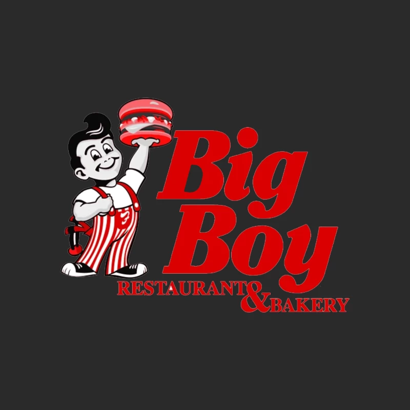 Vintage Big Boy Restaurant and Bakery Logo with Cartoon Mascot Baseball Cap