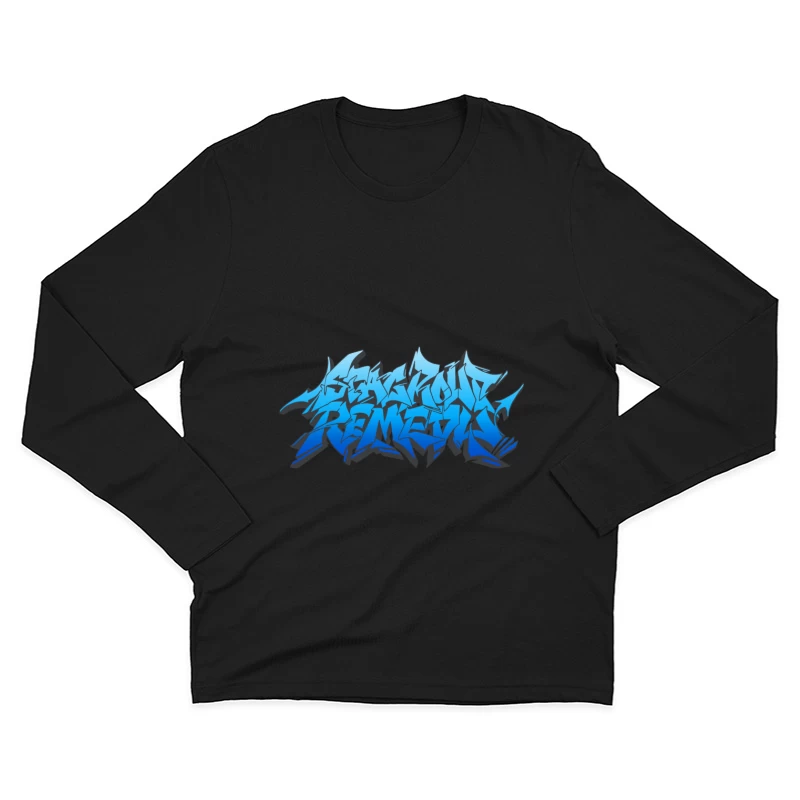 Graffiti-Stil-Design in Blau Herren Langarm T-Shirt