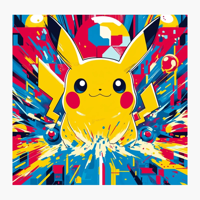 Vibrant Pop Art Pikachu: A Colorful Pokemon Explosion Throw Pillow
