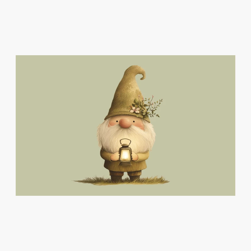 Whimsical Garden Gnome with Lantern: Cute Woodland Fantasy Illustration Travel Mug