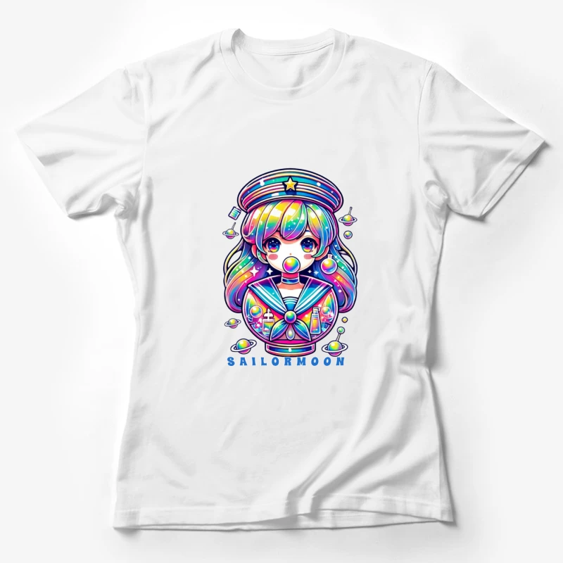 Rainbow Kawaii Sailor Moon Space Art Female T-Shirt