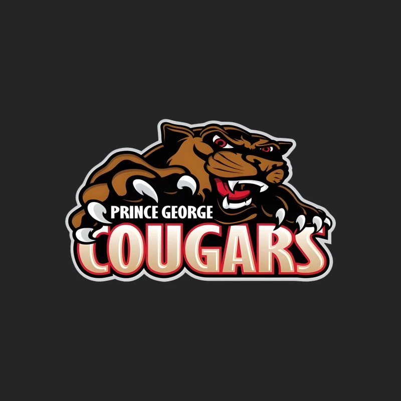 Prince George Cougars Sports Team Logo with Fierce Cougar Mascot Prince George Cougars Male Pullover Sweatshirt