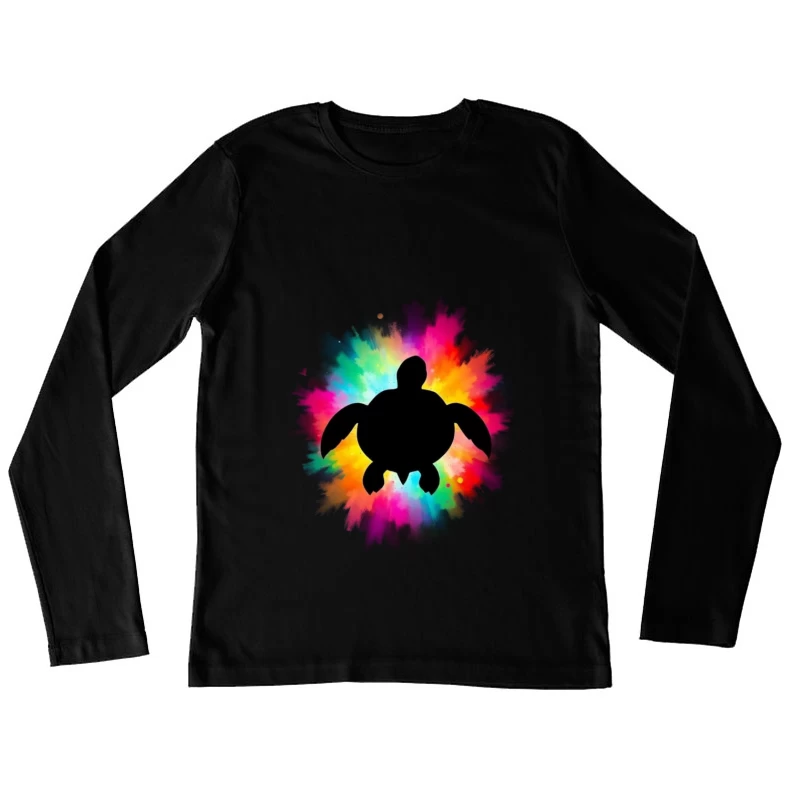 Colorful Turtle Silhouette Art Female Long Sleeve T-Shirt