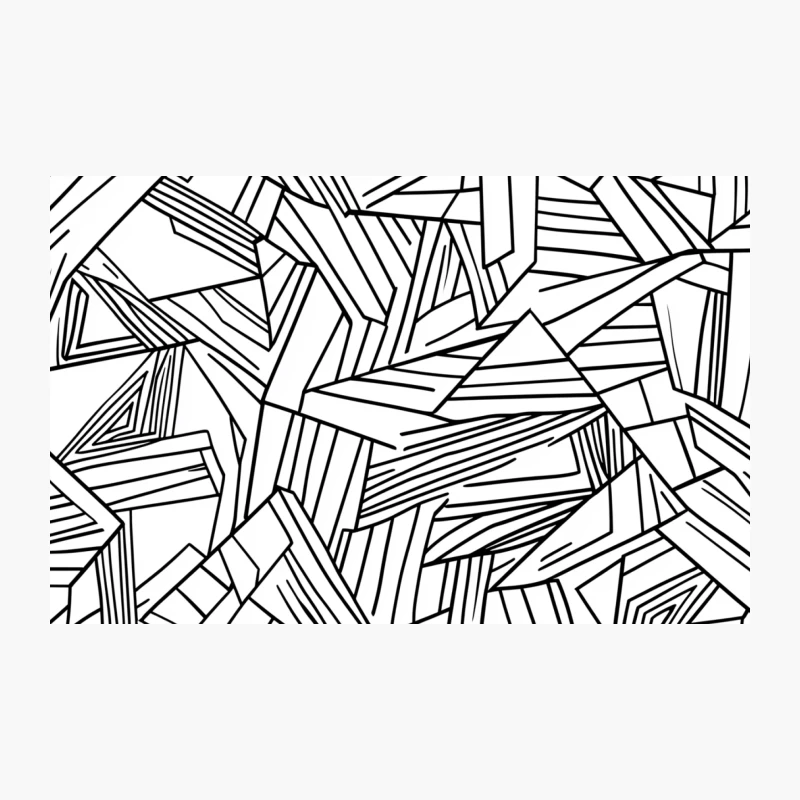 Chaotic Geometric Abstract Pattern in Black and White Travel Mug