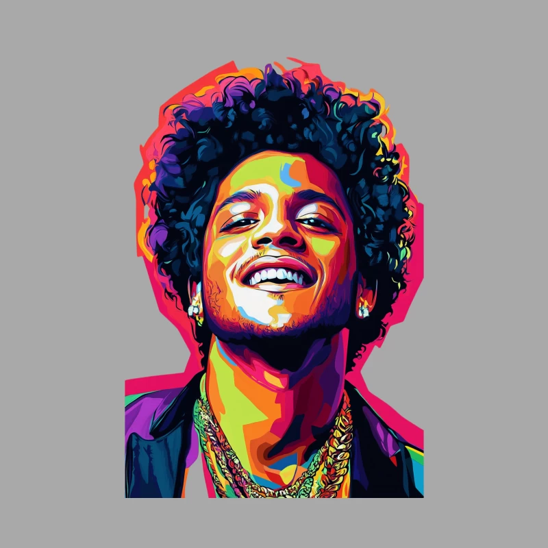 Vibrant Pop Art Portrait of Smiling Musical Artist Female Pullover Hoodie