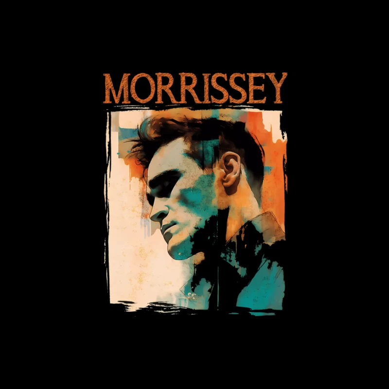 Artistic Watercolor Portrait with Morrissey Typography Pin