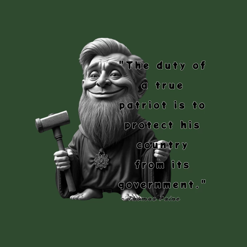 Political Gnome Meme with Thomas Paine Quote Tapestry