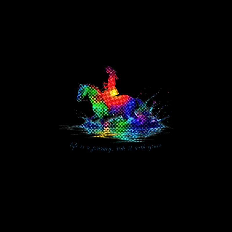 Colorful Journey of Riding with Grace Desk Mat