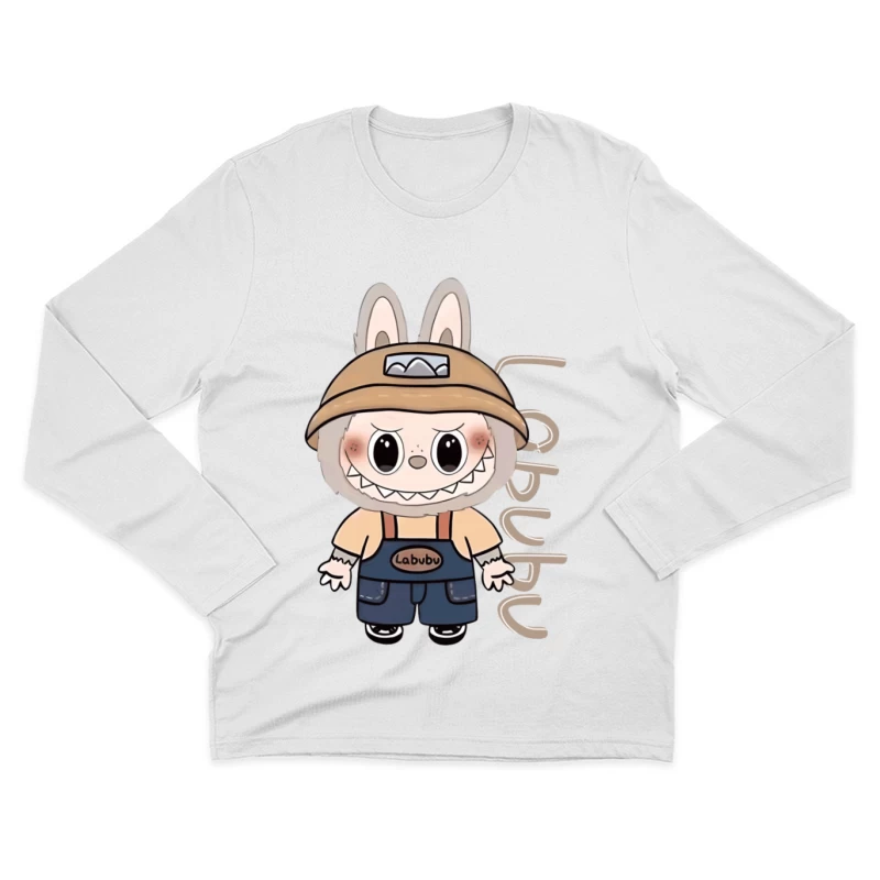 Labubu Charakter im Overall Herren Langarm T-Shirt