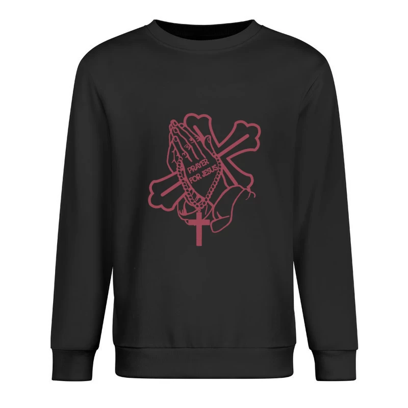 Betende Hände mit Kreuz und Rosenkranz Herren Pullover Sweatshirt
