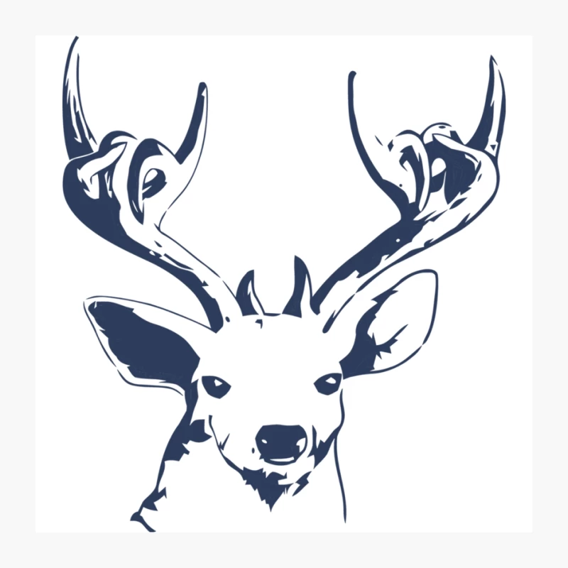 Stylized Deer Head Silhouette with Antlers Pin