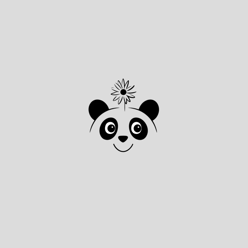 Cute Minimalist Cartoon Panda with Flower Baseball Cap