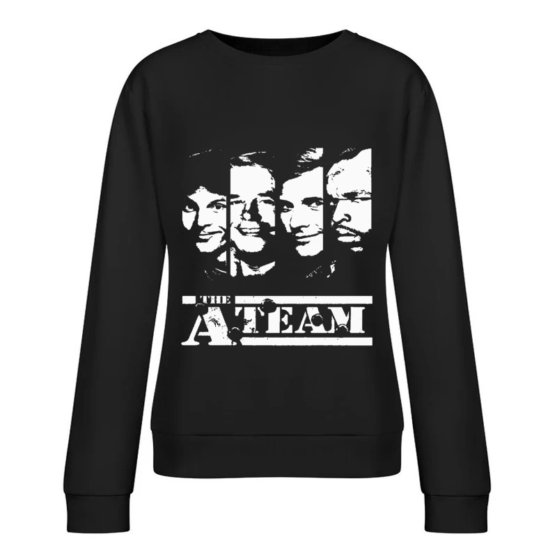 Minimalist Line Drawing of Multiple Faces Female Pullover Sweatshirt