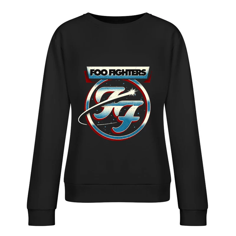 Foo Fighters Classic Circular Band Logo in Red and Blue Female Pullover Sweatshirt