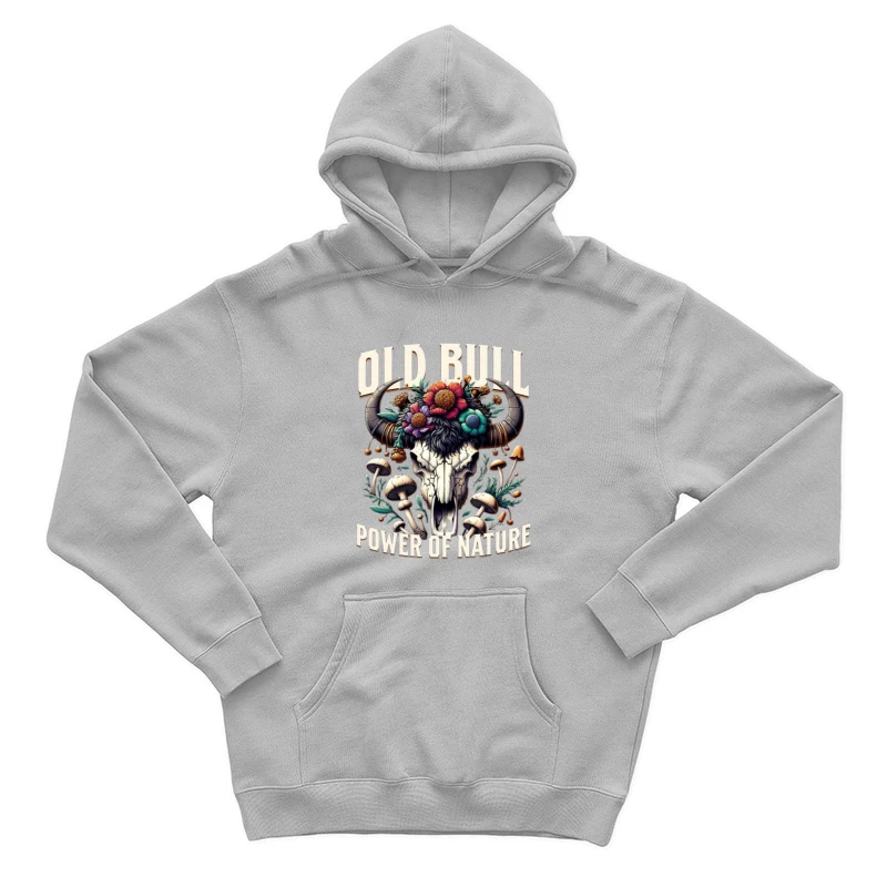 Floral Adorned Buffalo Skull: Power of Nature Male Pullover Hoodie