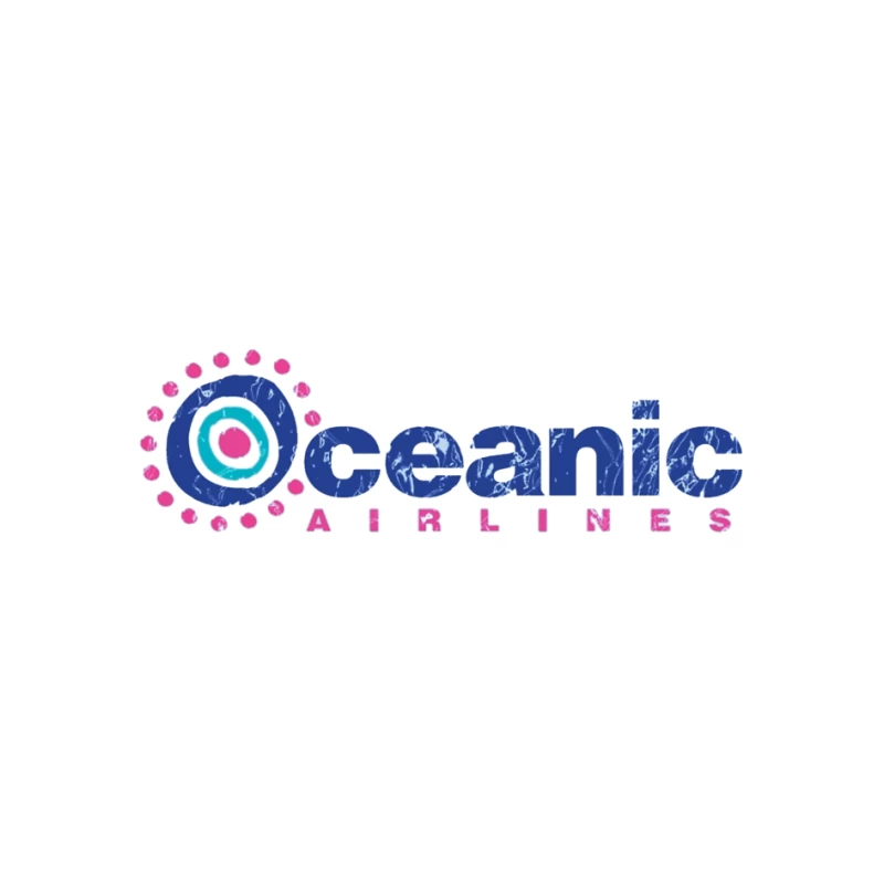 Oceanic Airlines Vintage-Style Logo Design with Blue and Pink Color Scheme Pin