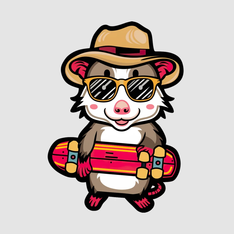 Opossum skateur en vacances Femme Sweat à capuche