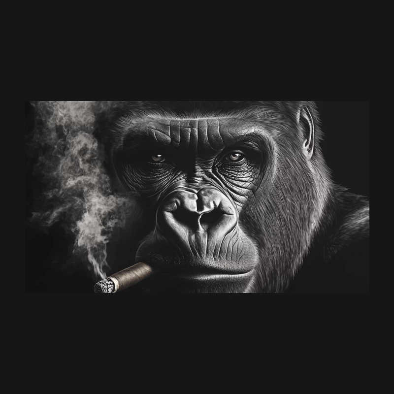 Intense Black and White Portrait of Smoking Gorilla Desk Mat
