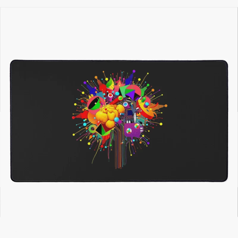 Vibrant Digital Brain: Creative Mind Explosion Desk Mat