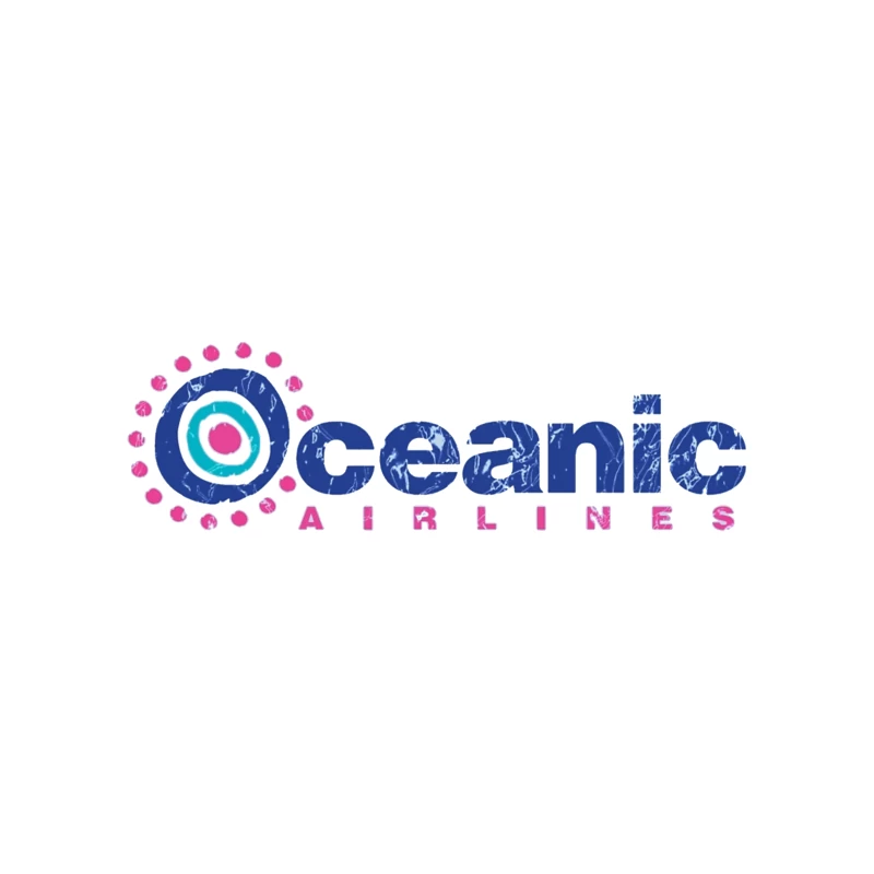 Oceanic Airlines Vintage-Style Logo Design with Blue and Pink Color Scheme Tapestry