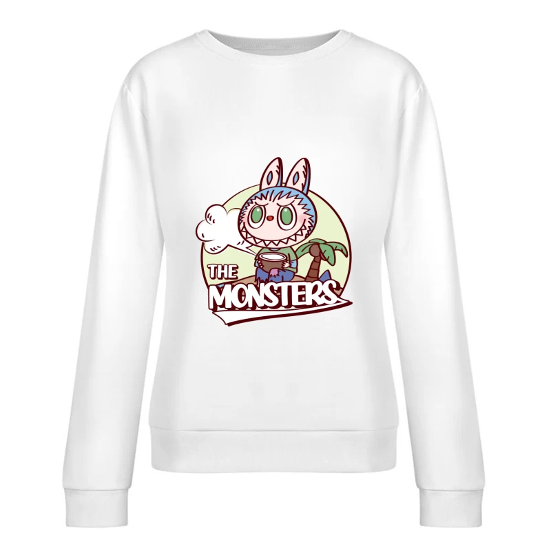 Niedliches Monster mit Palme und Wolke Damen Pullover Sweatshirt