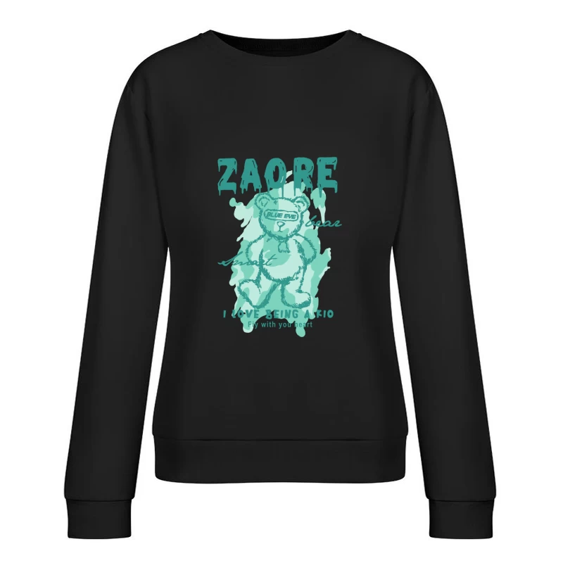 Graphic Design of a Cute Bear Illustration Female Pullover Sweatshirt