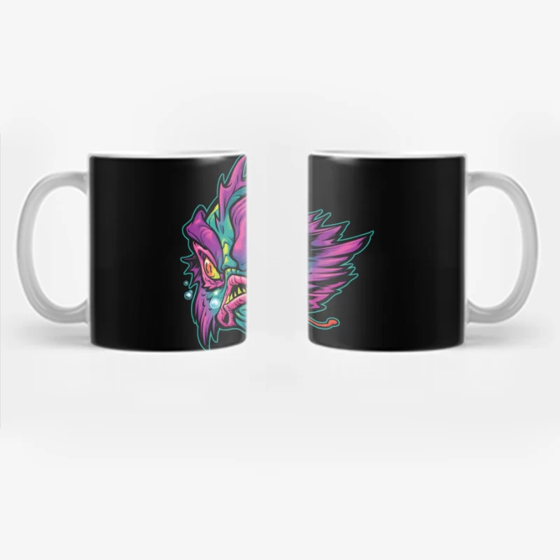 Grotesque Colorful Fish Monster Illustration Coffee Mug