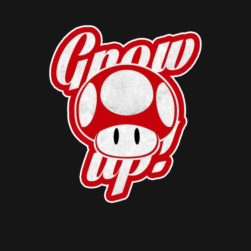 Retro Nintendo Super Mario Mushroom "Grow Up" Design Male Long Sleeve T-Shirt