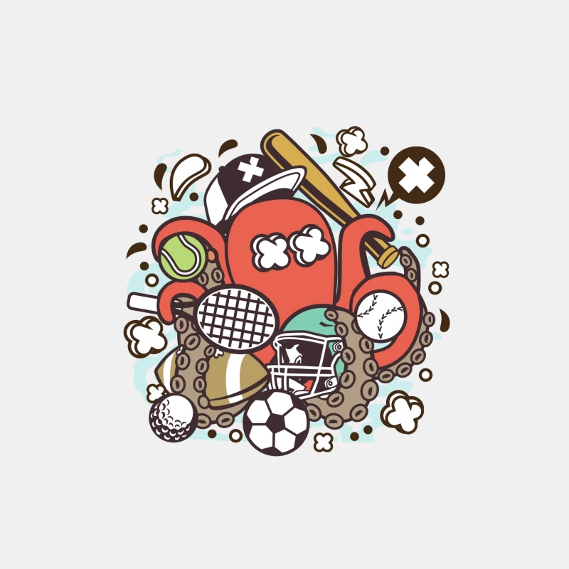 Octopus sportif avec balles et équipement Homme Débardeur