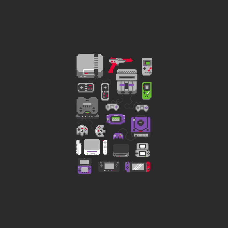 Evolution of Gaming: Pixel Art Showcase of Retro Consoles and Handhelds Baseball Cap