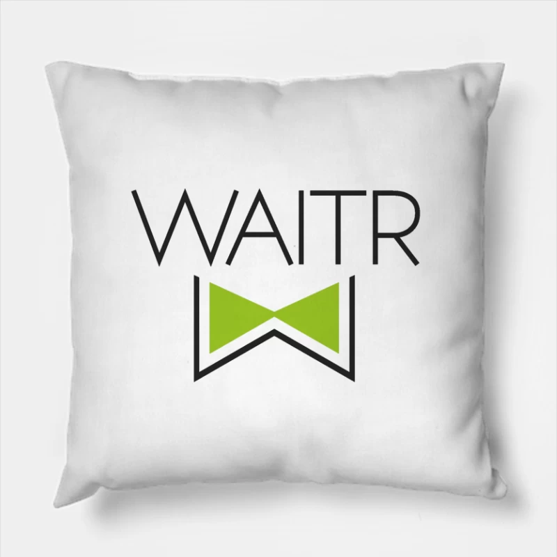 Waitr Food Delivery Service Logo with Green Bowtie Design Throw Pillow