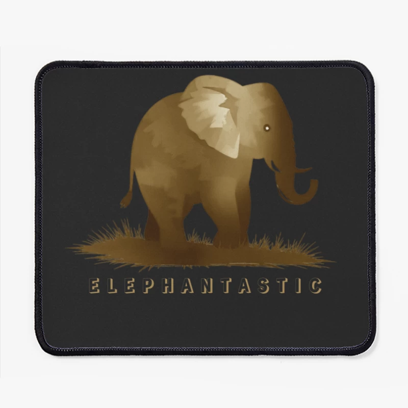 Elephantastic - Vintage Elephant Silhouette Illustration with Typography Mouse Pad