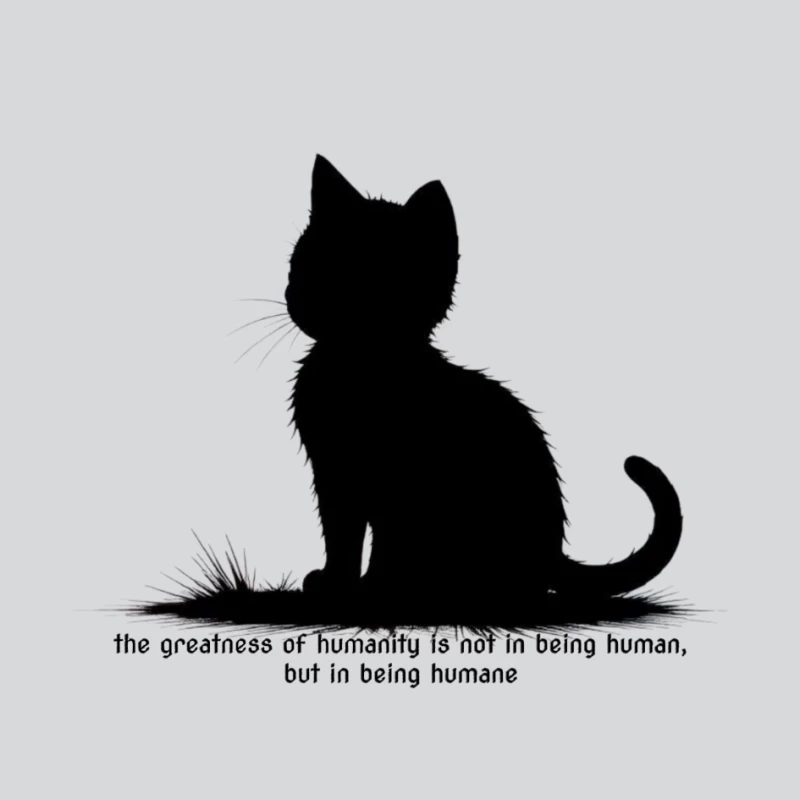 Black Cat Silhouette with Humane Message Pin