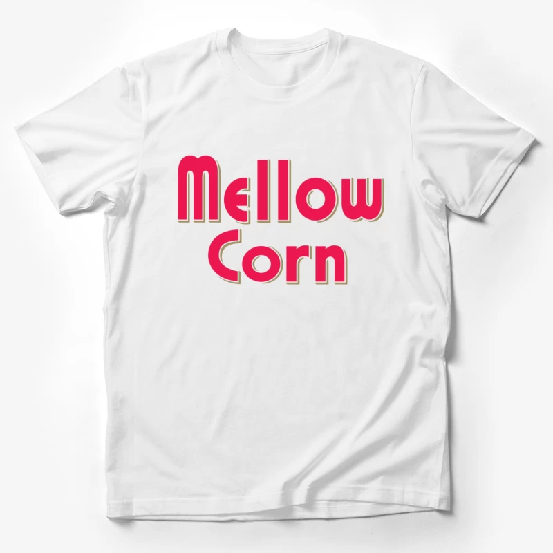 Retro Pink "Mellow Corn" Typography Logo Design Male T-Shirt