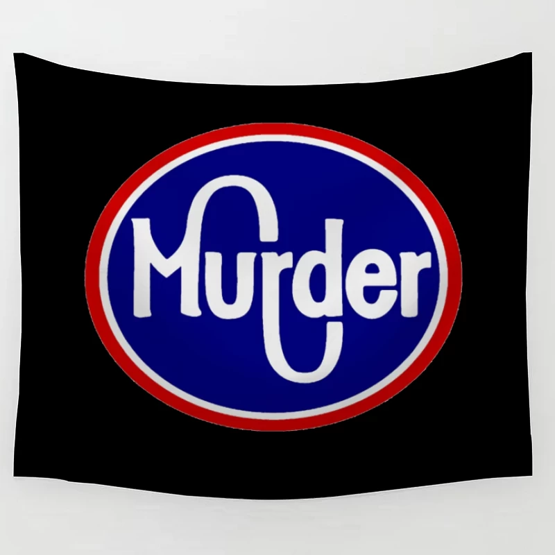 Vintage-Style Murder Text Logo in Blue and Red Tapestry