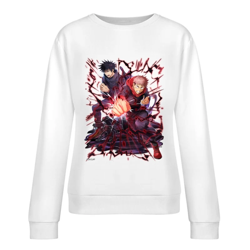 Energische Anime-Kämpfer mit roter Aura Damen Pullover Sweatshirt