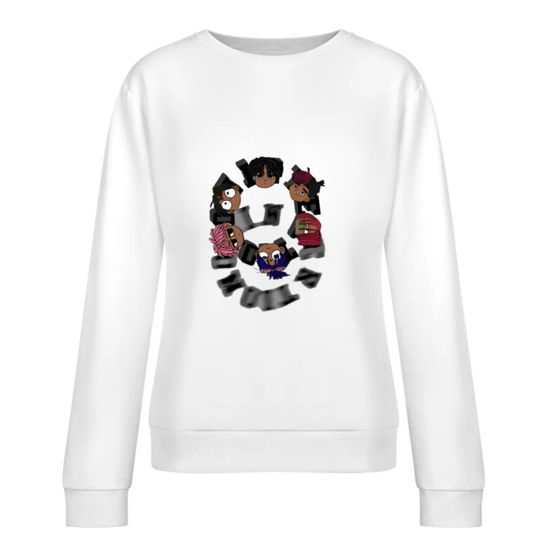 Personnages de dessin animé en cercle artistique Femme Sweat-shirt à enfiler