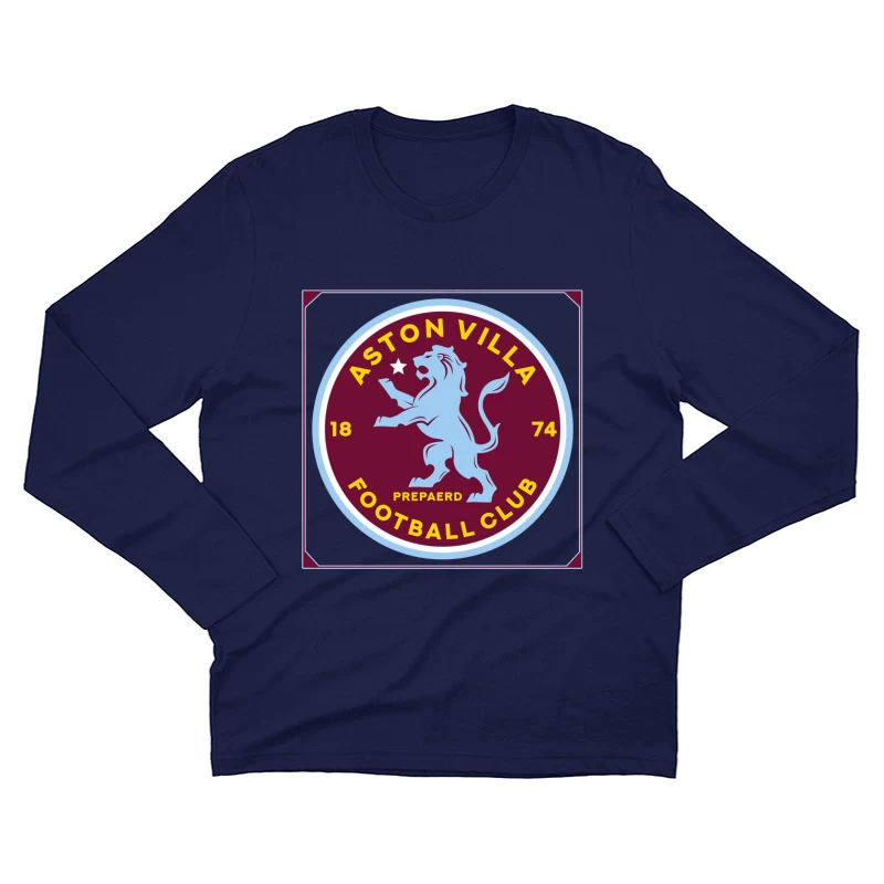 Aston Villa Football Club Historic Crest with Rampant Lion Male Long Sleeve T-Shirt