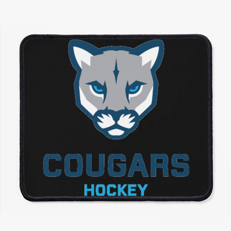 Cougars Hockey Team Logo with Blue and Gray Cougar Head Design Mouse Pad