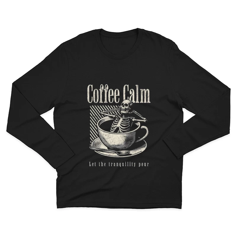 Squelette dans le Café - Sérénité et Calme Homme Manches Longues T-Shirt