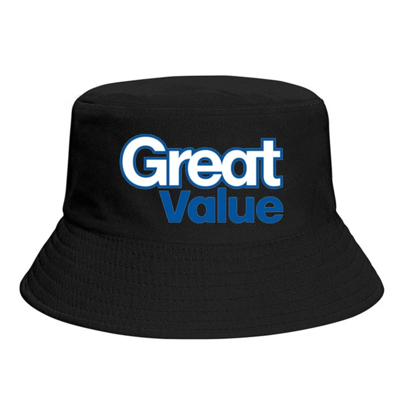 Great Value Walmart Store Brand Logo in Blue Text Bucket Hat