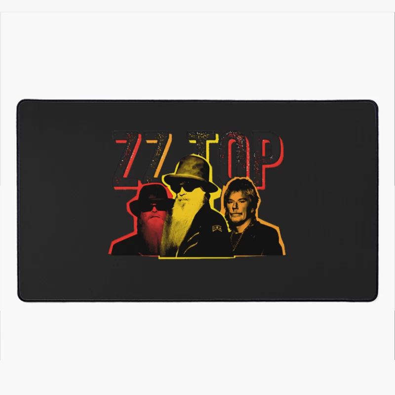 ZZ Top Vintage Rock Band Silhouette Portrait Desk Mat